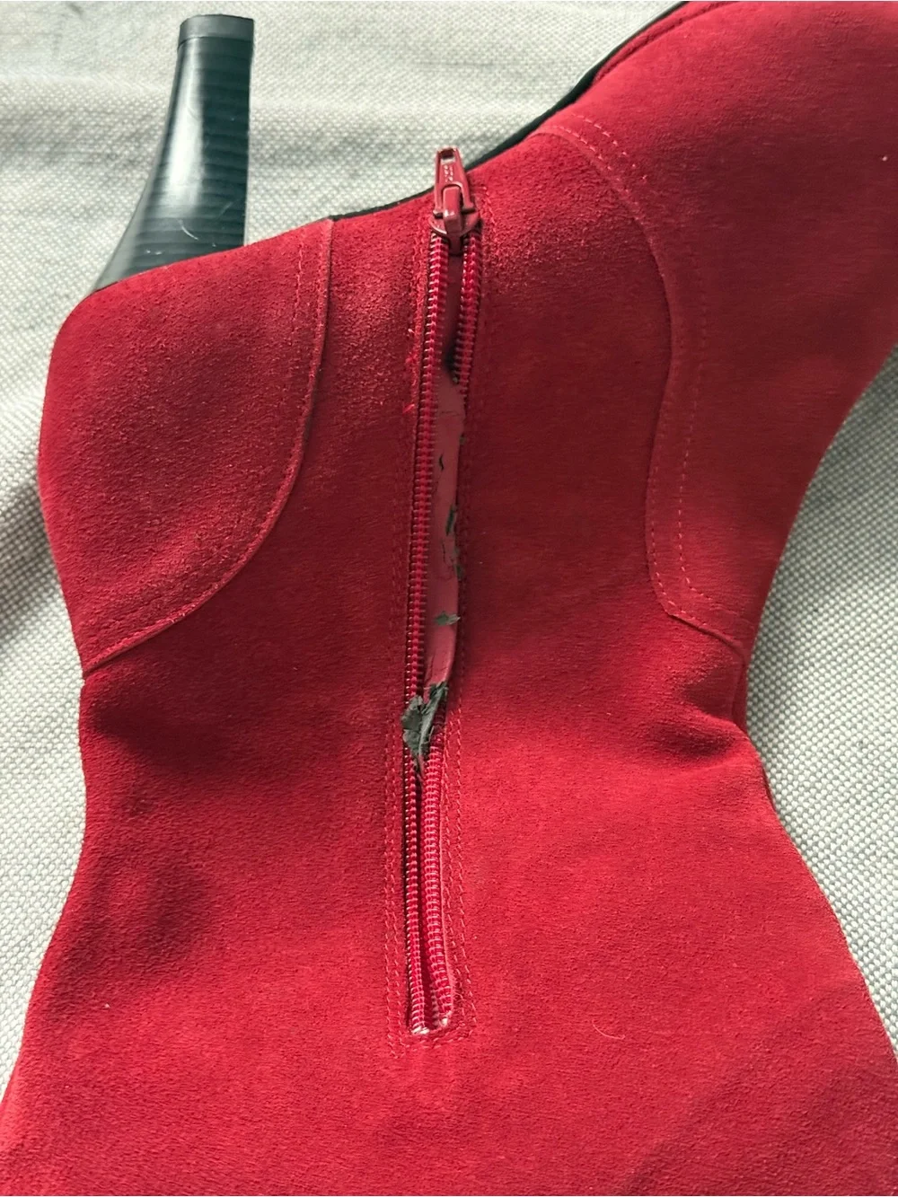 Hot in Hollywood Red Suede Slouch Over-the-Knee Heeled Boots